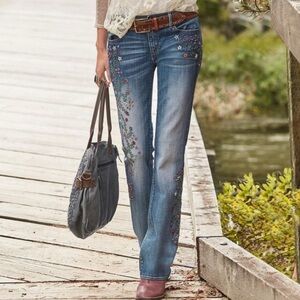 DRIFTWOOD Floral Embroidered Blue Jeans